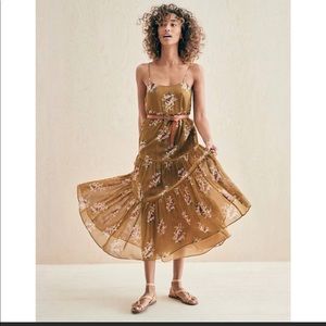 Madewell metallic corsage midi dress